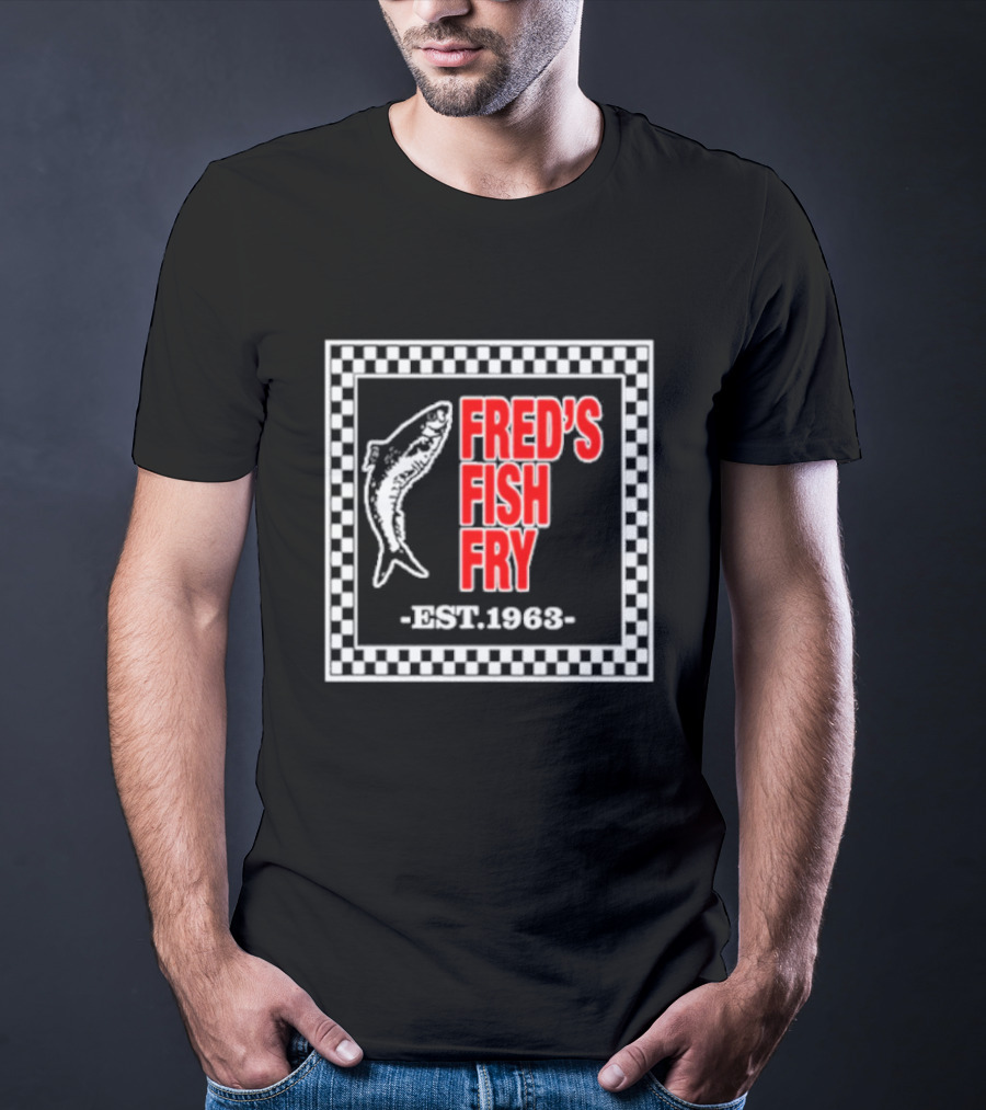 FRED'S FISH FRY EST. 1963 Checkered Border T-Shirt