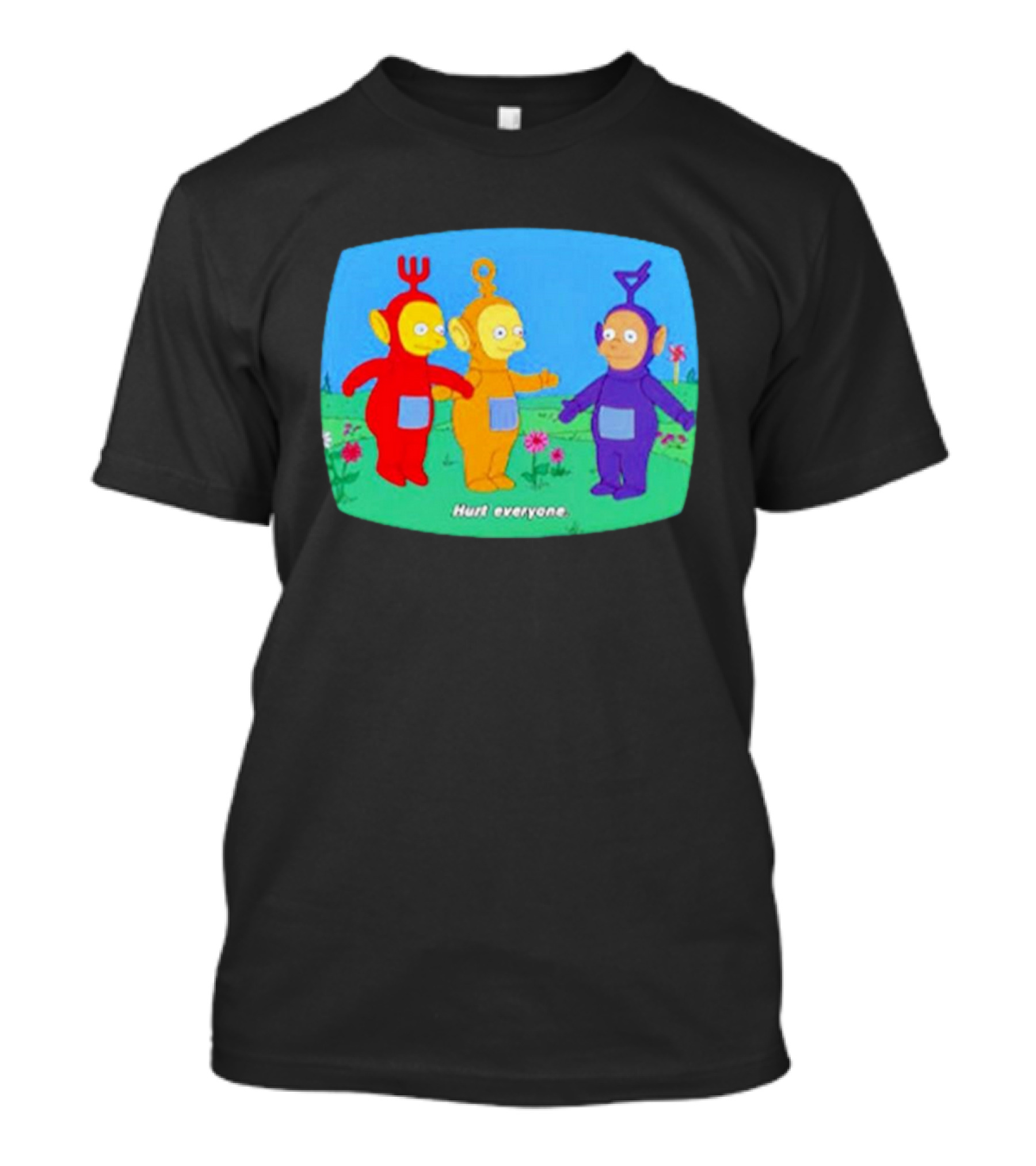 Teletubbies Meet The Simpsons Hurt Everyone Scene T-Shirt