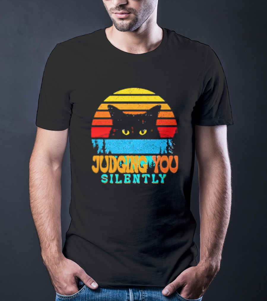 Judging You Silently Black Cat Vintage T-Shirt