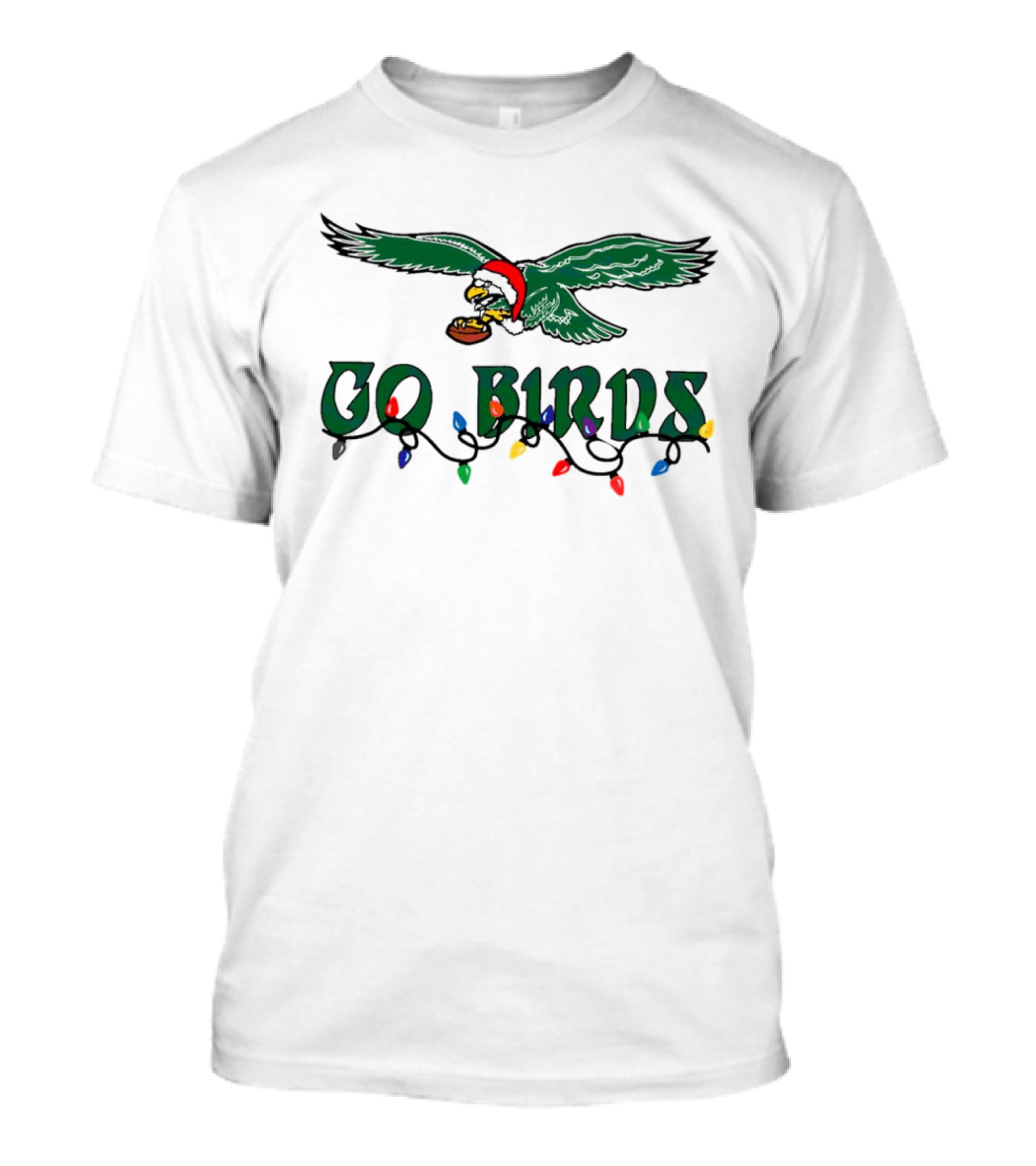 Christmas Philly Eagles Santa Go Birds Holiday Lights T-Shirt