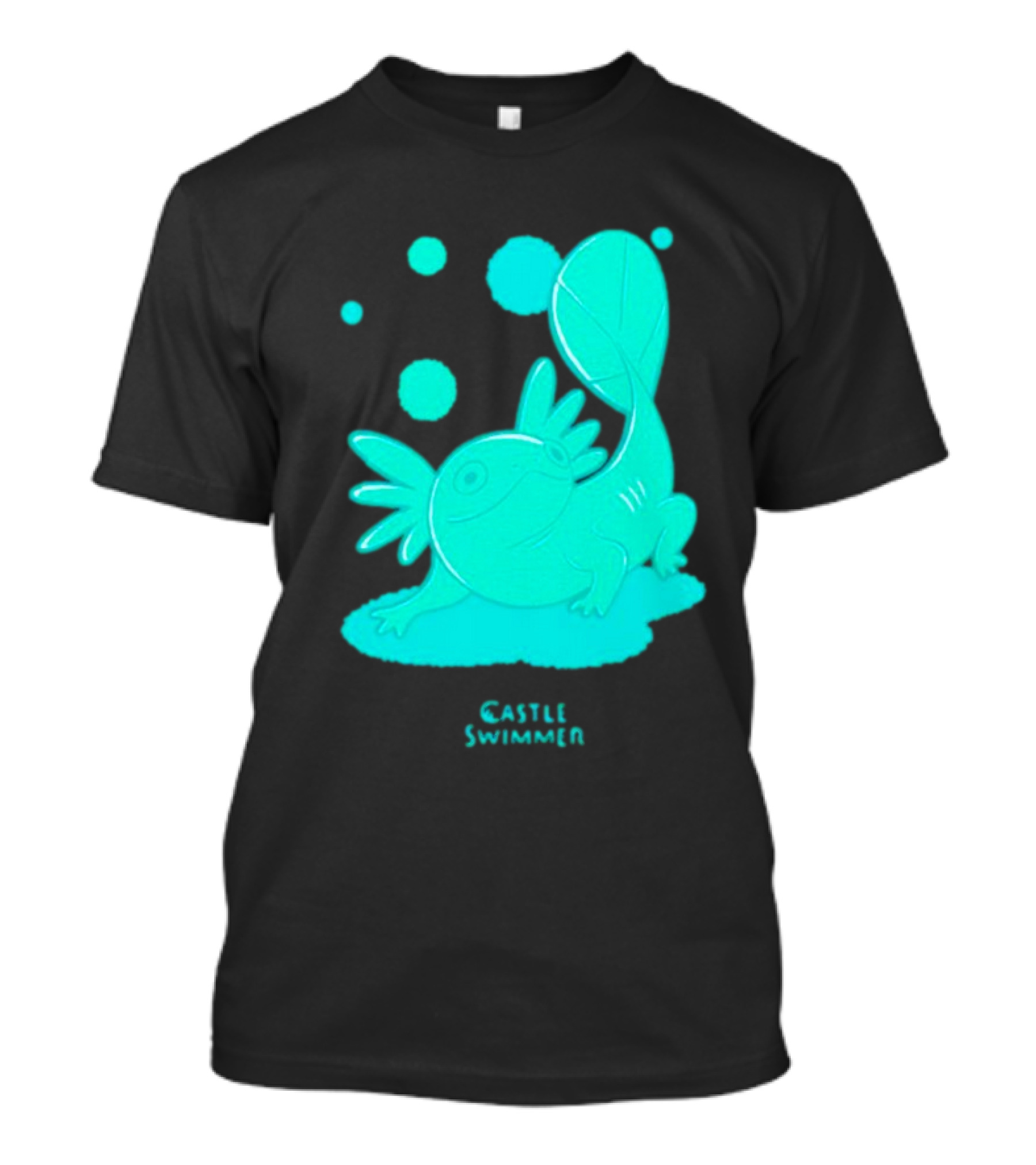 Castle Swimmer Glowing Axolotl Bubbles T-Shirt