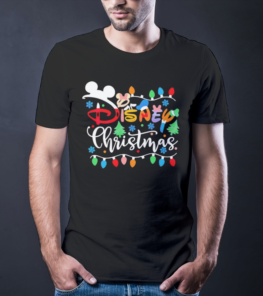 Disney Christmas Lights Festive Icons And Holiday Elements T-Shirt