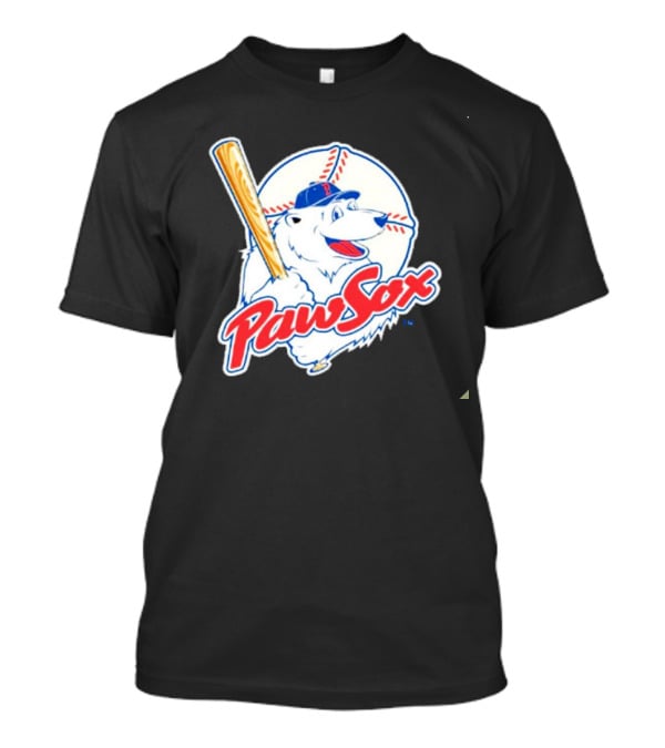PawSox Polar Bear Baseball Bat Cap Red Socks T-Shirt
