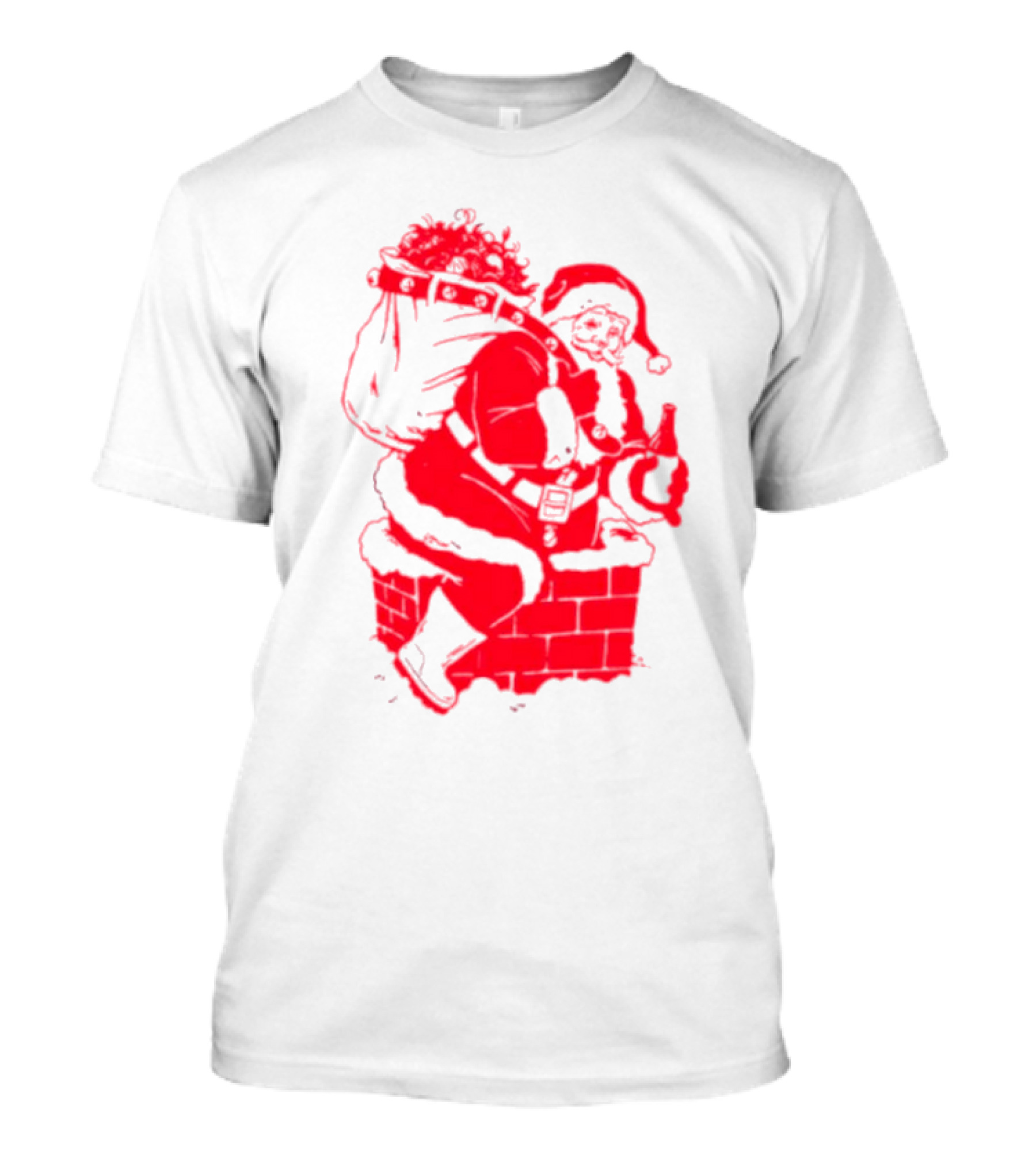 Santa Claus Chimney Beer Belly Red T-Shirt
