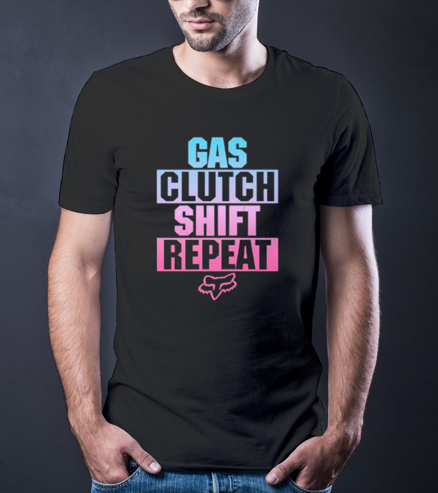 Gas Clutch Shift Repeat Fox Racing Logo T-Shirt
