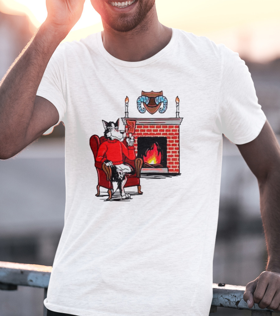 NC State Wolfpack Relaxing By Fireplace Victory Scene T-Shirt