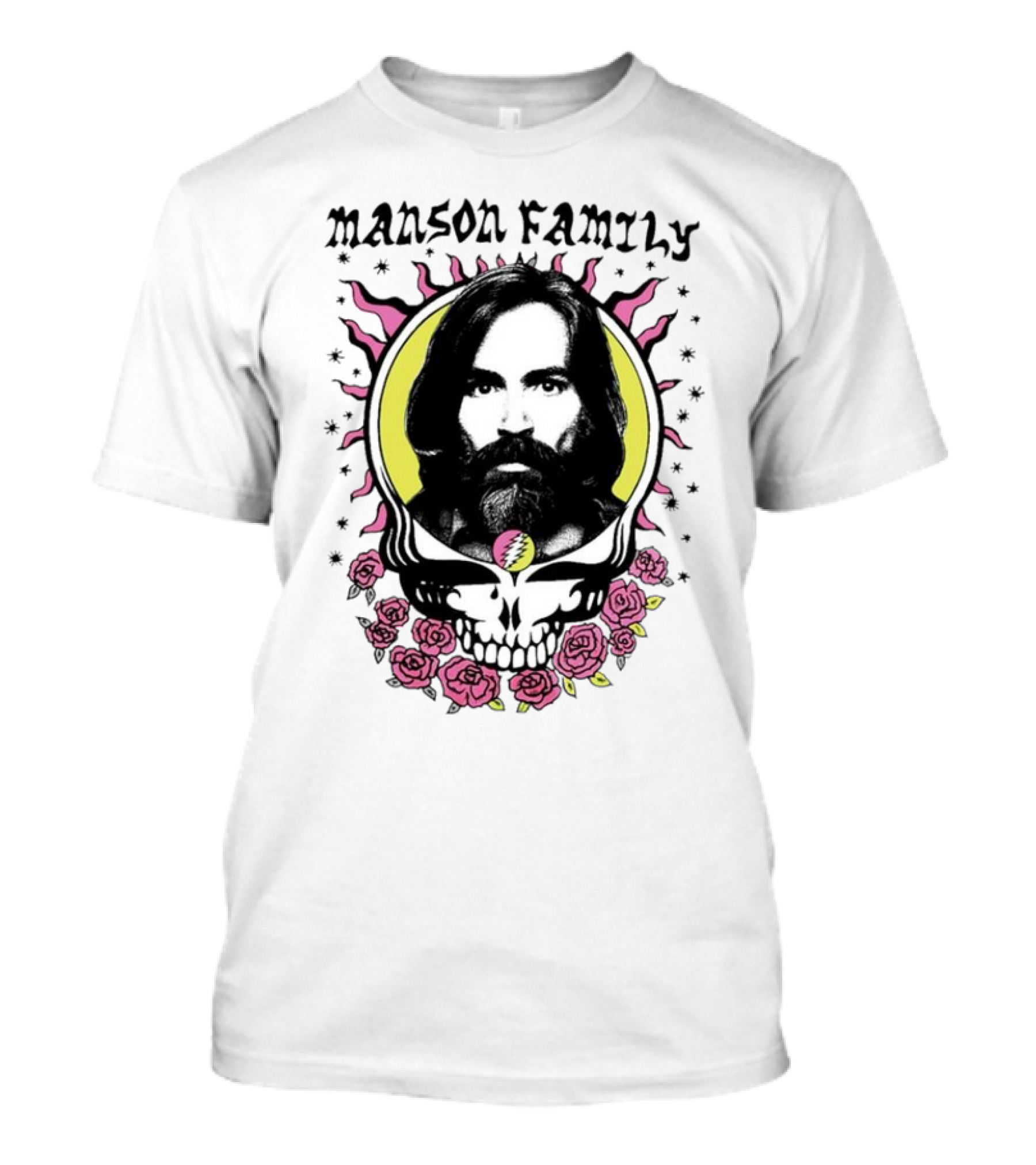 Manson Family Skull Roses Artwork With Grateful Dead T-Shirt