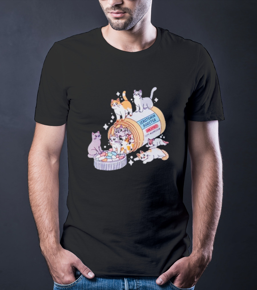 Serotonin Booster Cats Cute Antidepressant Kittens Happiness T-Shirt