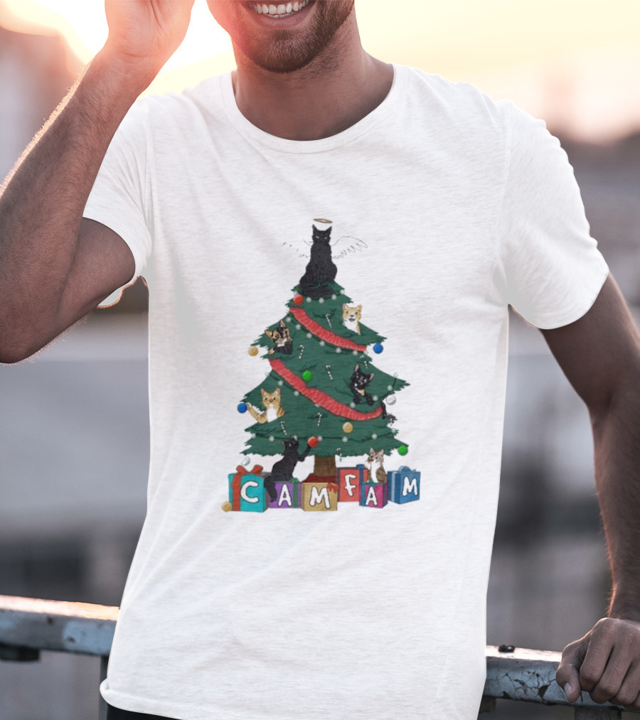 Cam Fam Cats On Christmas Tree T-Shirt