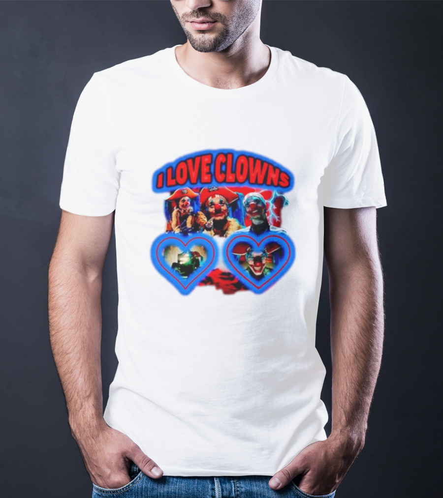 I Love Clowns Colorful Heart Faces T-Shirt