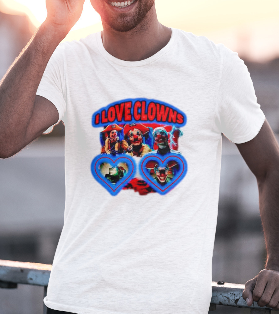 I Love Clowns Colorful Heart Faces T-Shirt