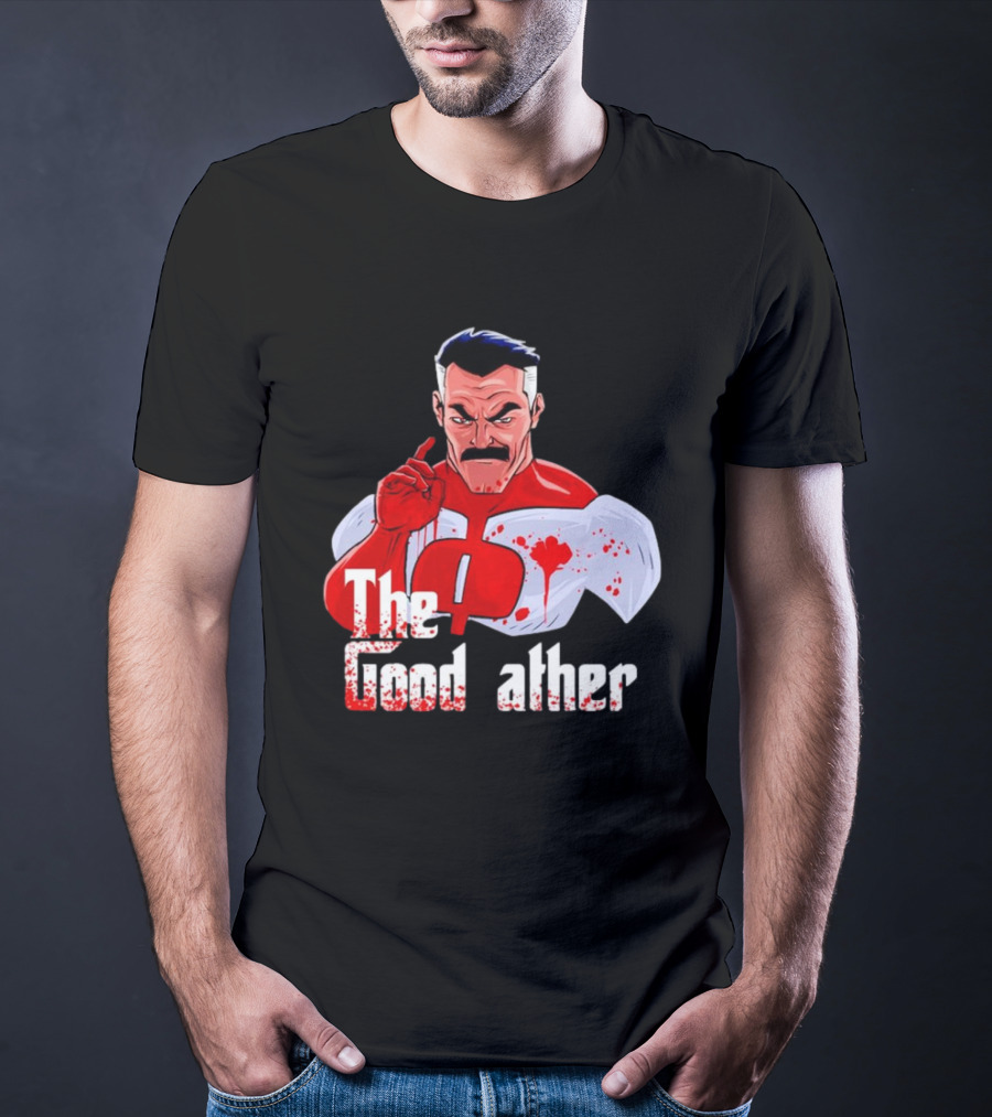 Omni Dad The Good Father Superhero Parody Red And White Costume T-Shirt
