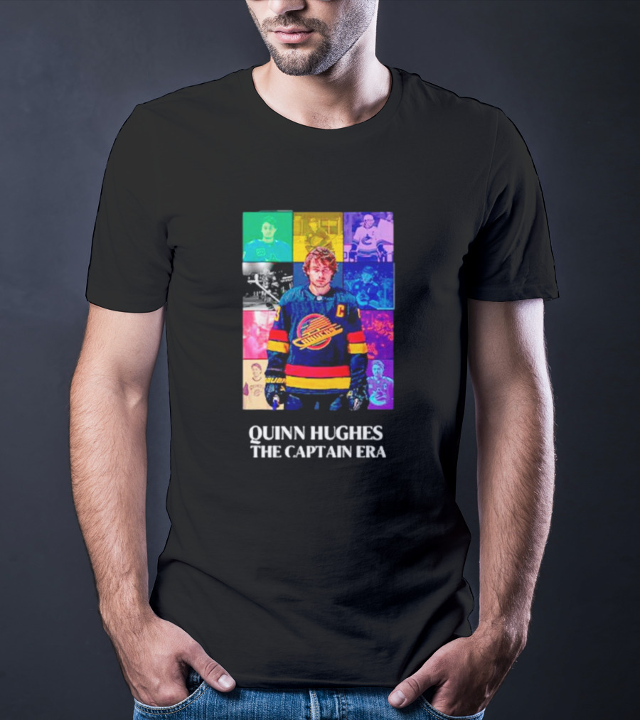 Quinn Hughes The Captain Era Multicolor Vancouver Hockey Legend T-Shirt