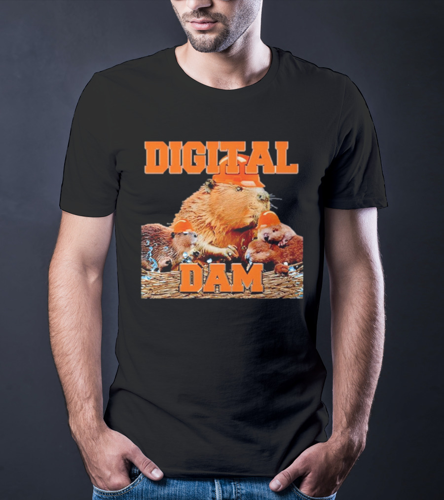 DIGITAL DAM BEAVER WITH HARD HATS T-Shirt