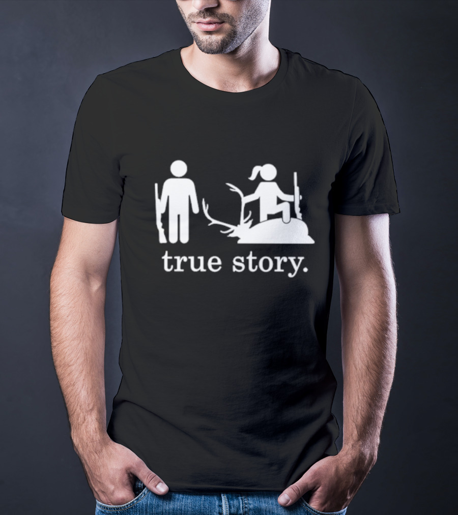 Hunting True Story Deer Silhouette With Rifle Icons T-Shirt