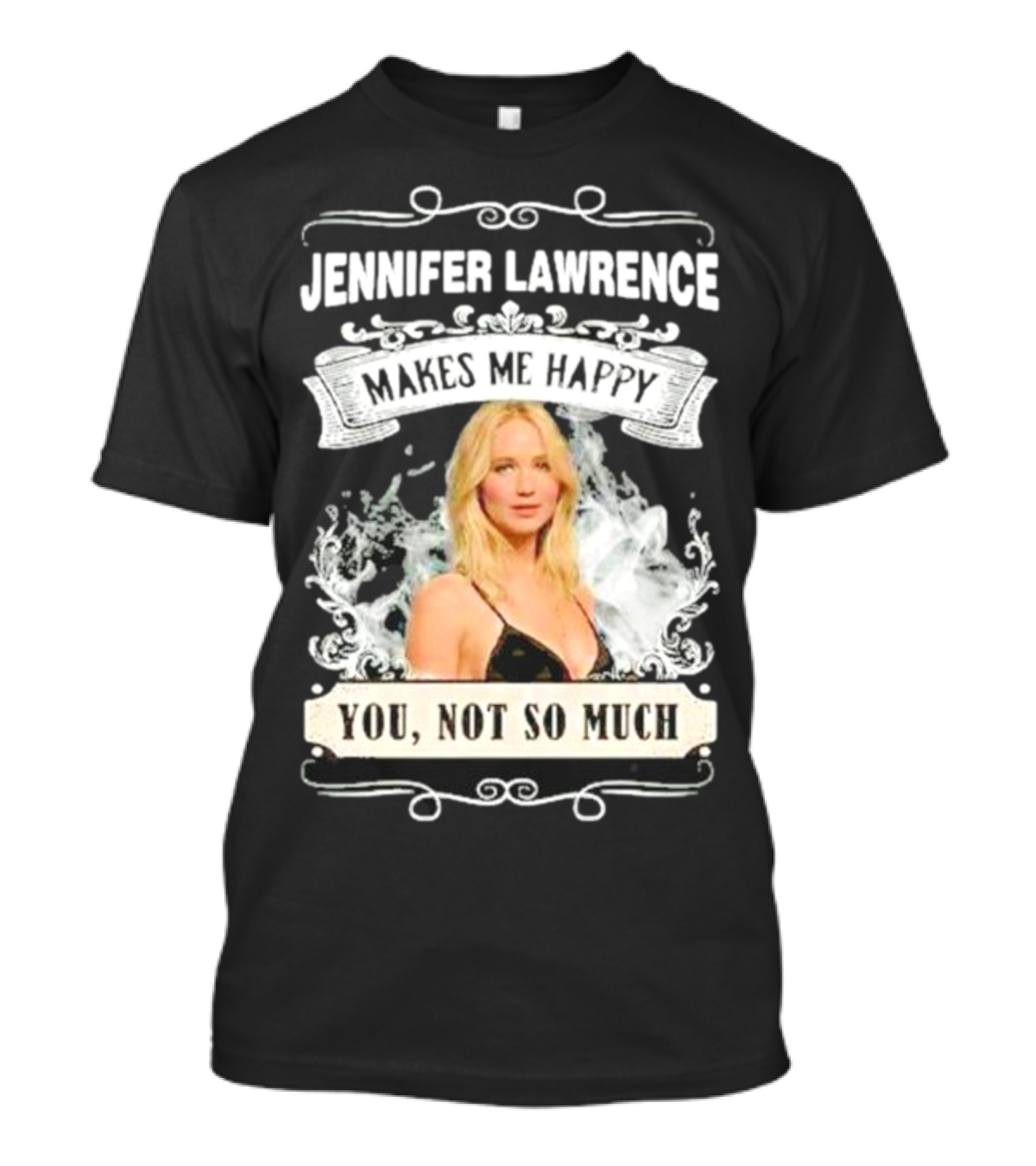 Jennifer Lawrence Makes Me Happy You Not So Much Cloud Motif T-Shirt