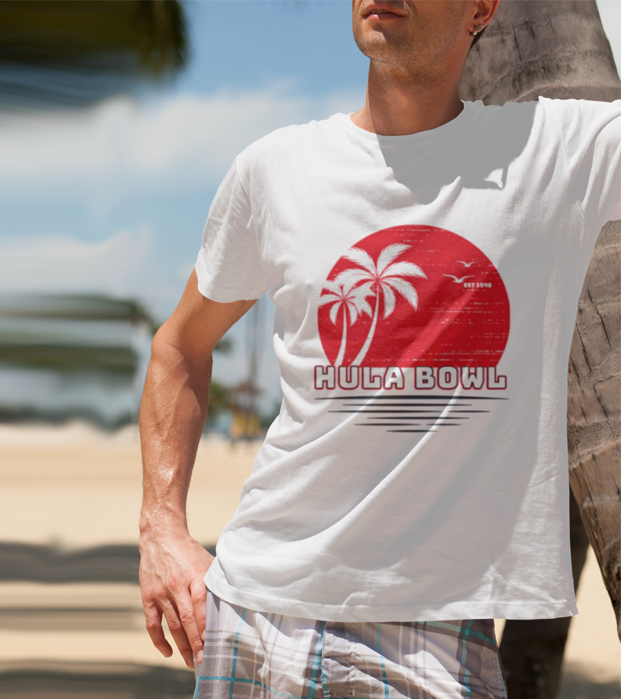 Hula Bowl Established 1946 Red Sunset With Palm Trees T-Shirt