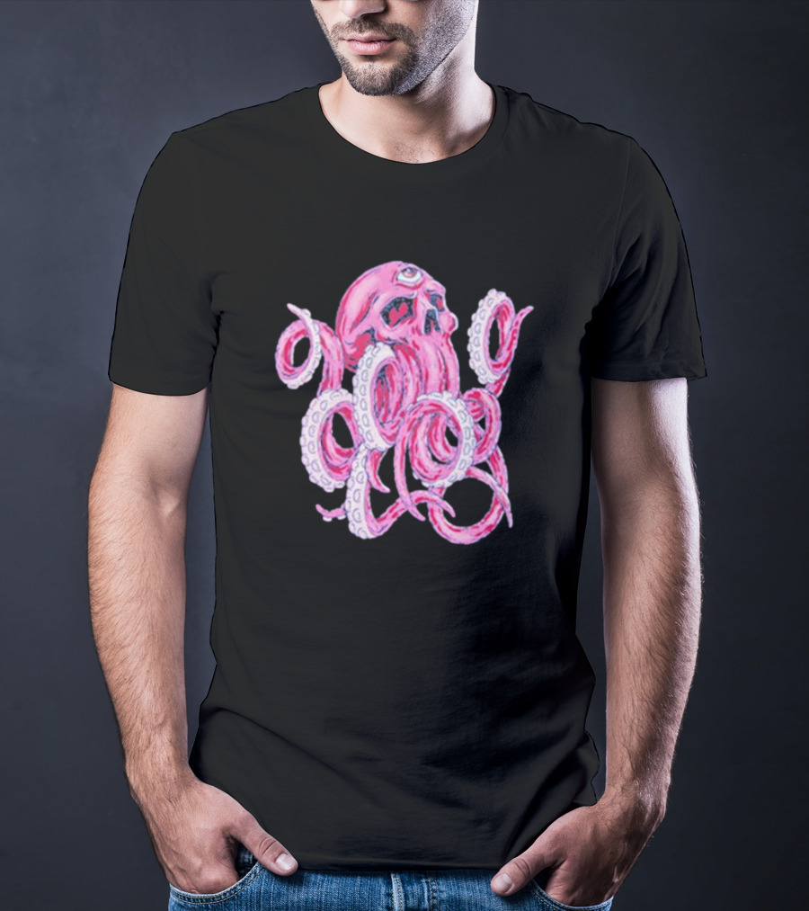 Deep Dark And Dangerous Ddd Red Octopus Skull Alien Tentacles T-Shirt