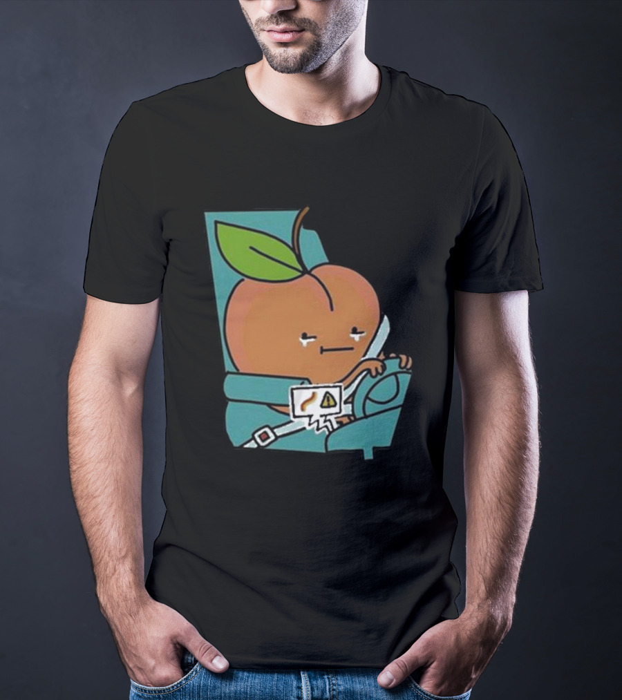 Peach Driving With Tears Fastened In Seatbelt Warning Signal T-Shirt