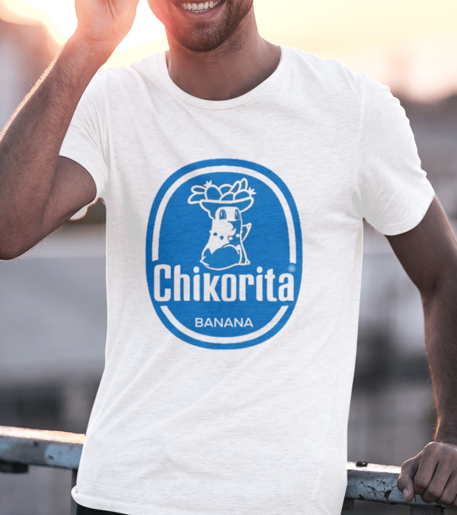 Chikorita Banana Crossover Logo Black And Blue T-Shirt