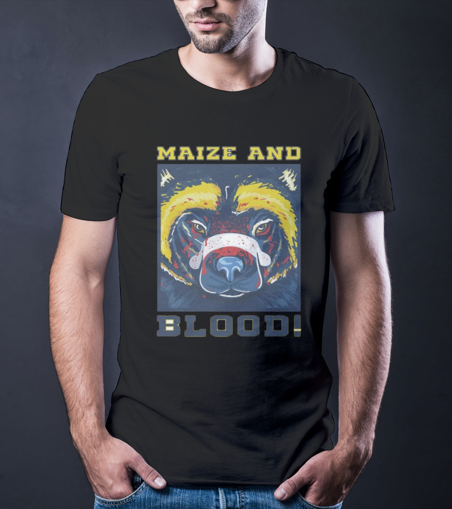 Michigan Wolverines Maize And Blood Wolverine Face T-Shirt
