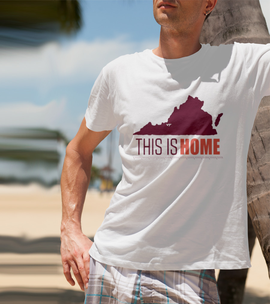 Virginia Tech Football This Is Home Virginia Map T-Shirt