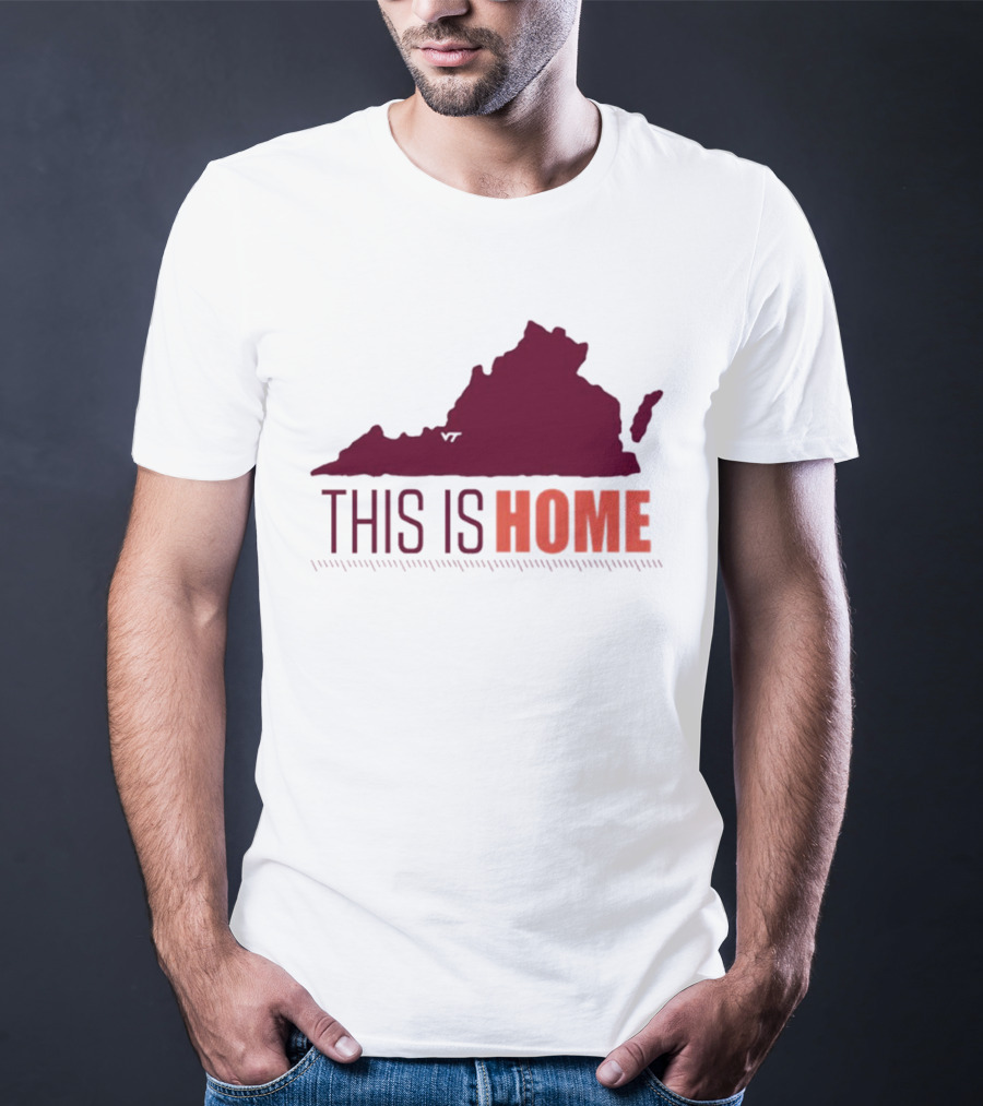 Virginia Tech Football This Is Home Virginia Map T-Shirt