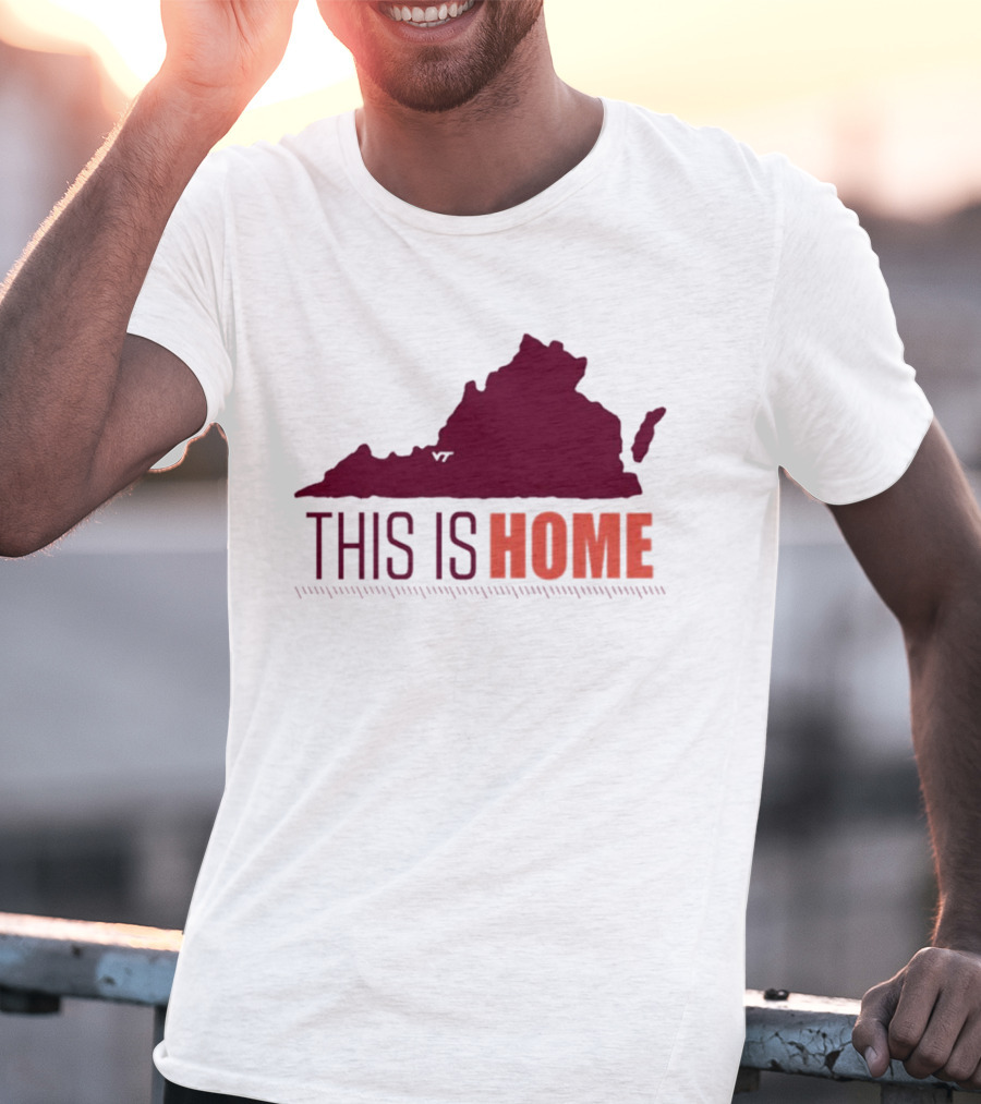 Virginia Tech Football This Is Home Virginia Map T-Shirt
