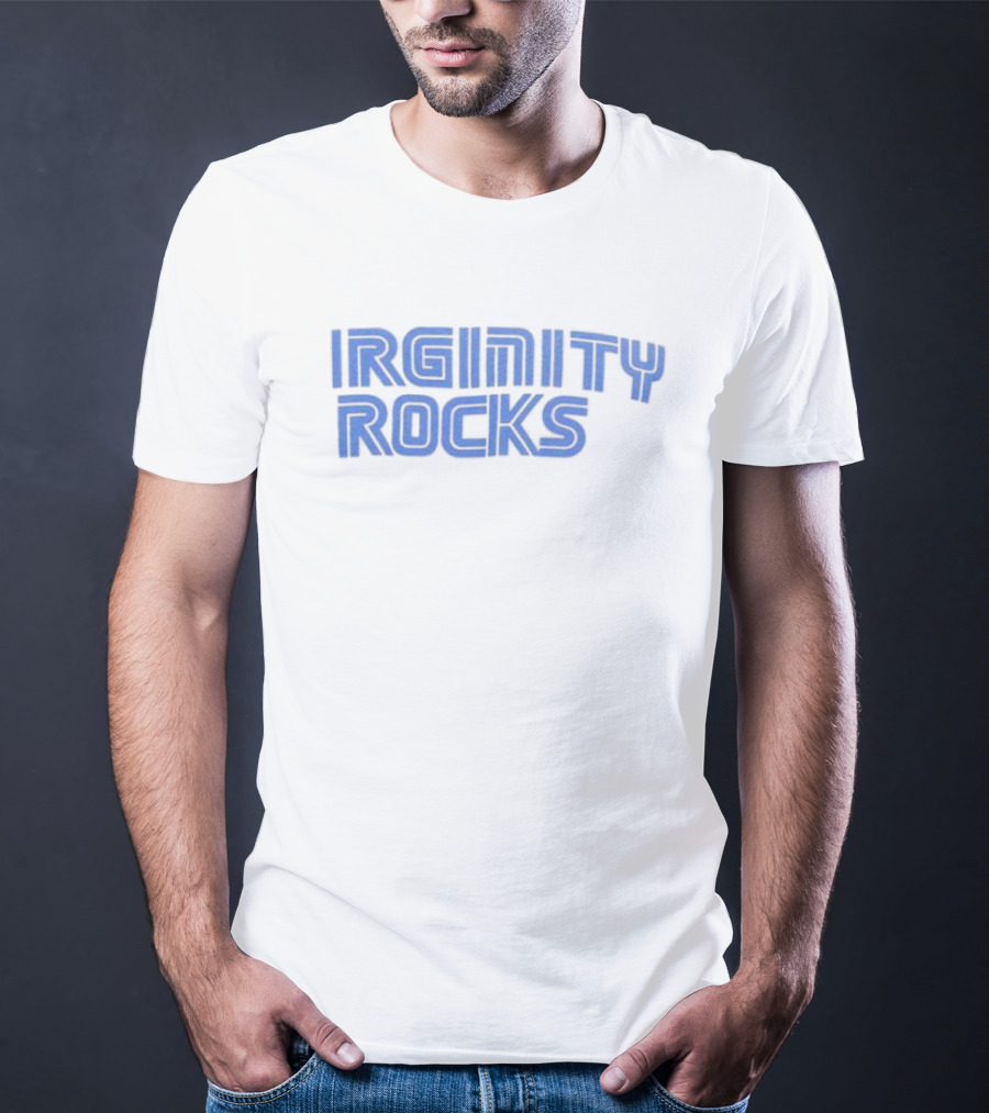 Virginity Rocks Bold Blue Gaming Font T-Shirt
