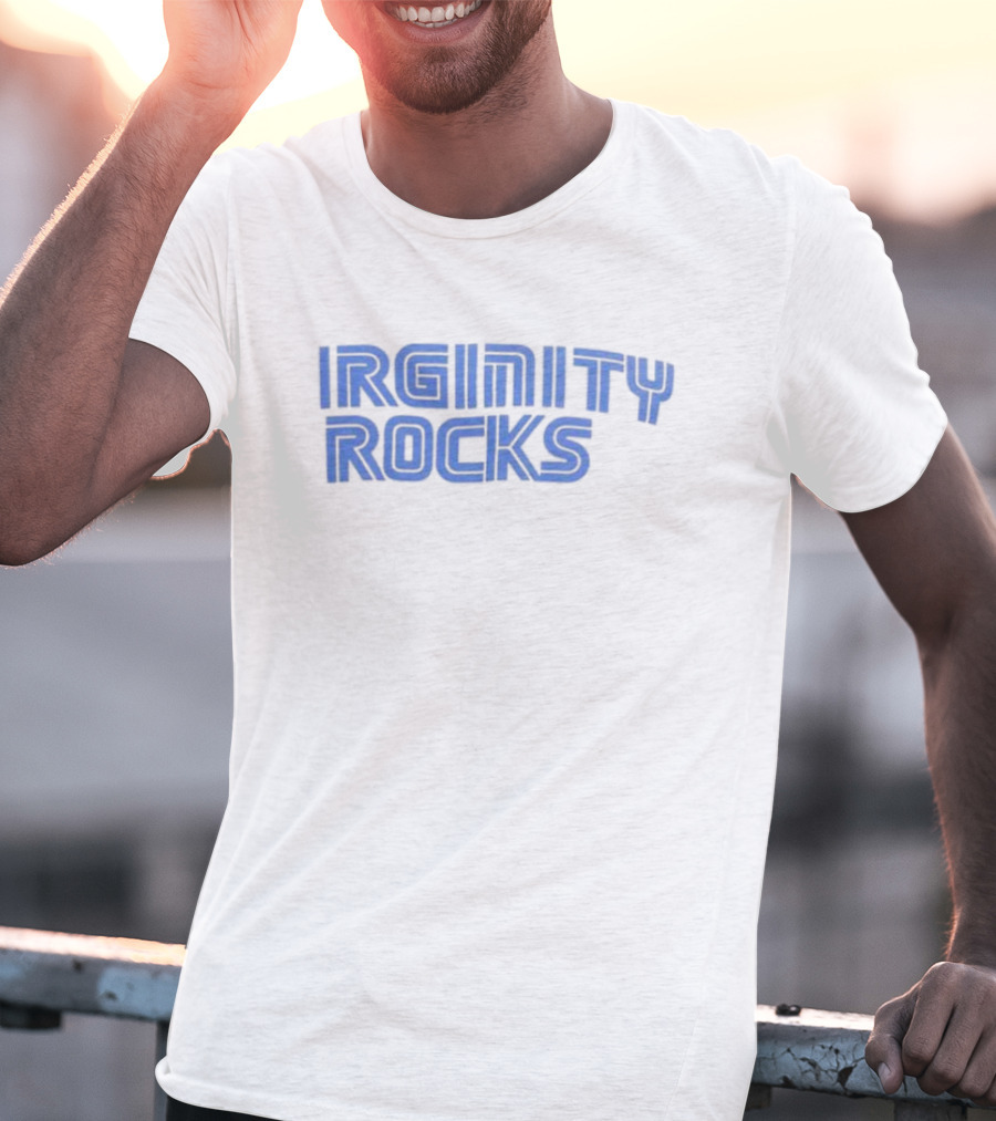 Virginity Rocks Bold Blue Gaming Font T-Shirt