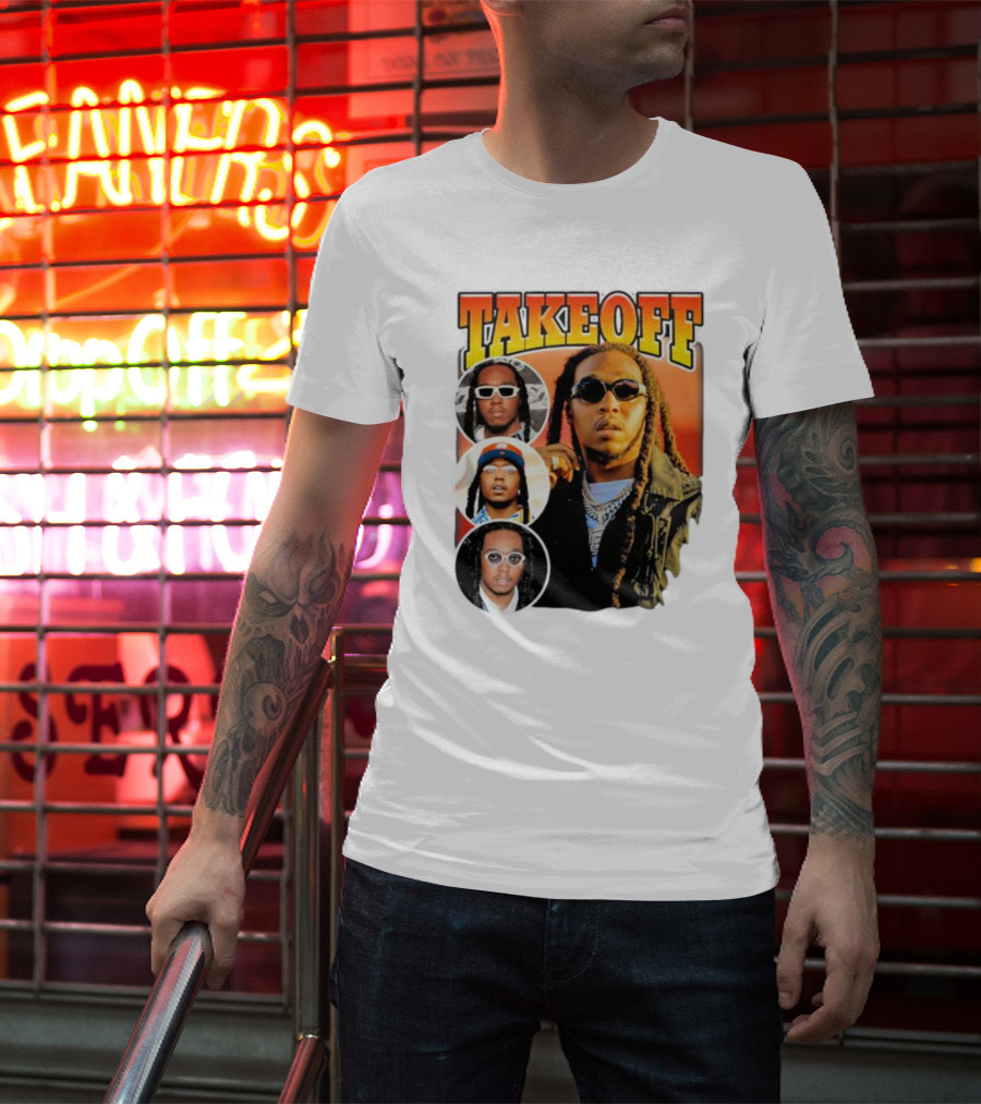 Quavo Migos Takeoff Rapper Tribute Circular Portraits T-Shirt
