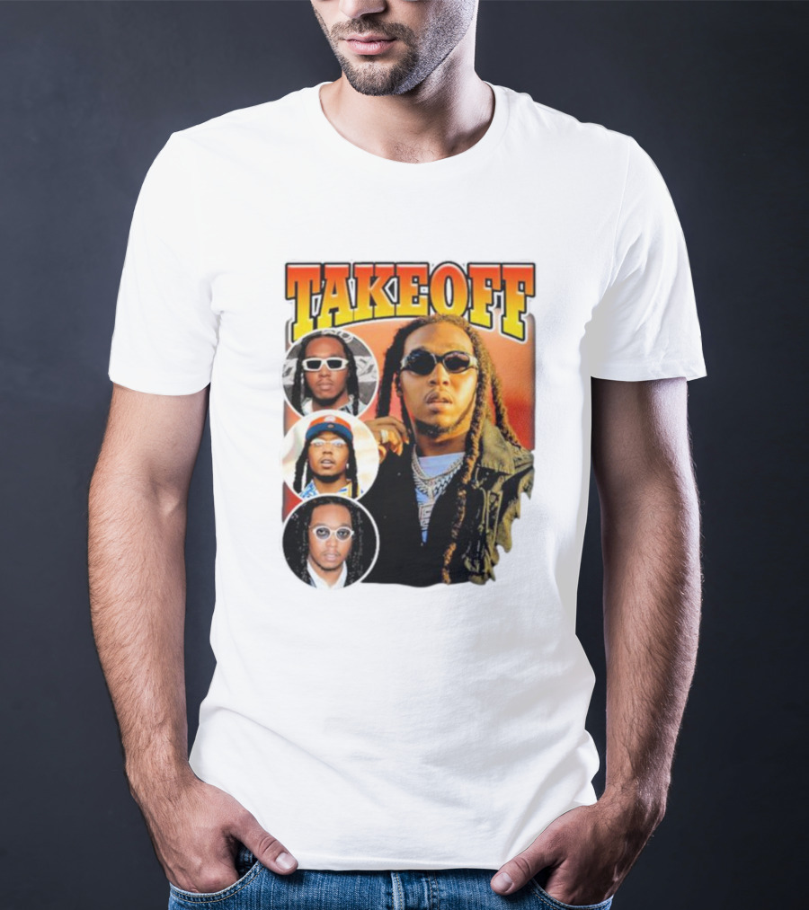 Quavo Migos Takeoff Rapper Tribute Circular Portraits T-Shirt