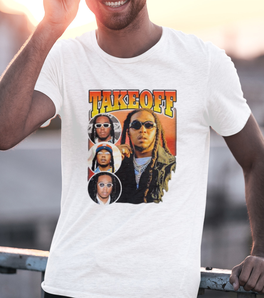Quavo Migos Takeoff Rapper Tribute Circular Portraits T-Shirt