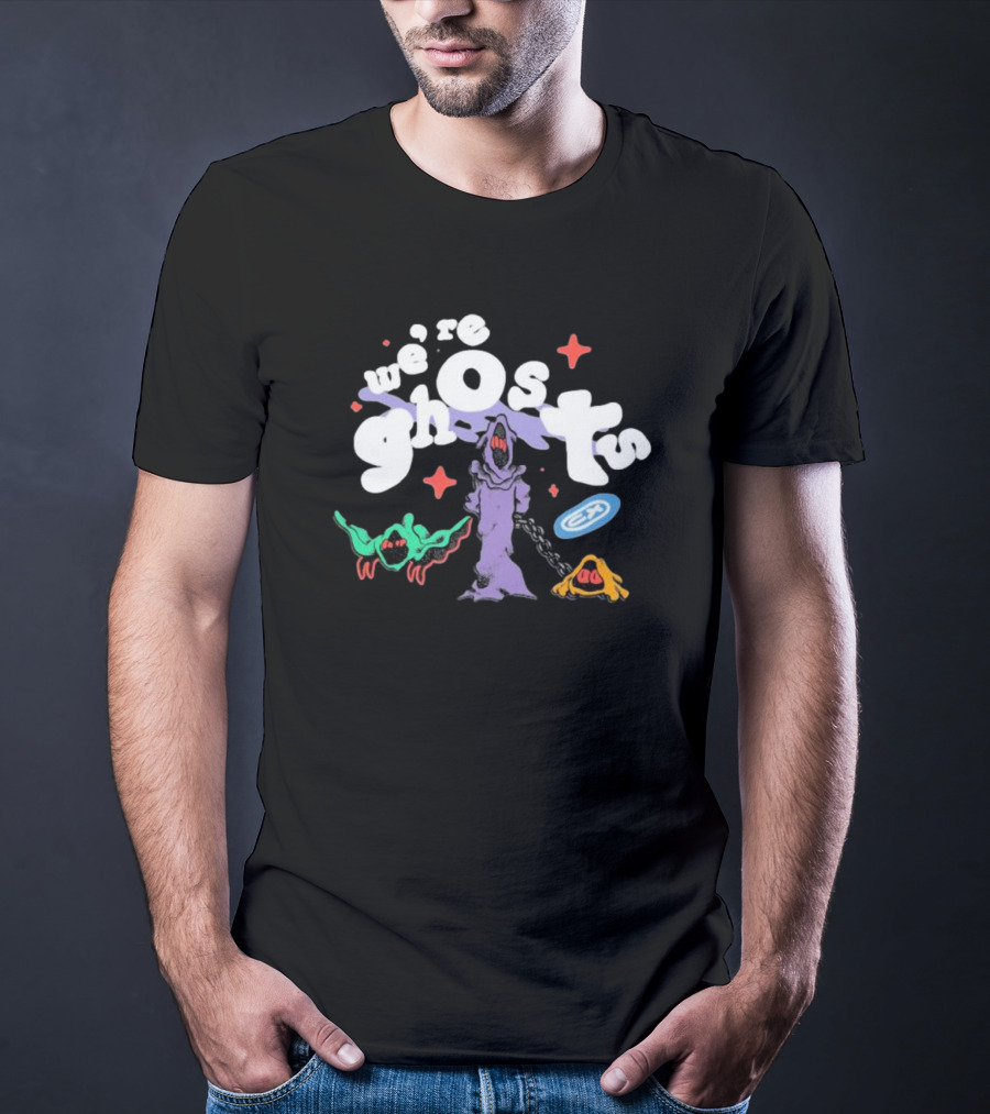 We're Ghosts EA With Colorful Creatures And Star Accents T-Shirt