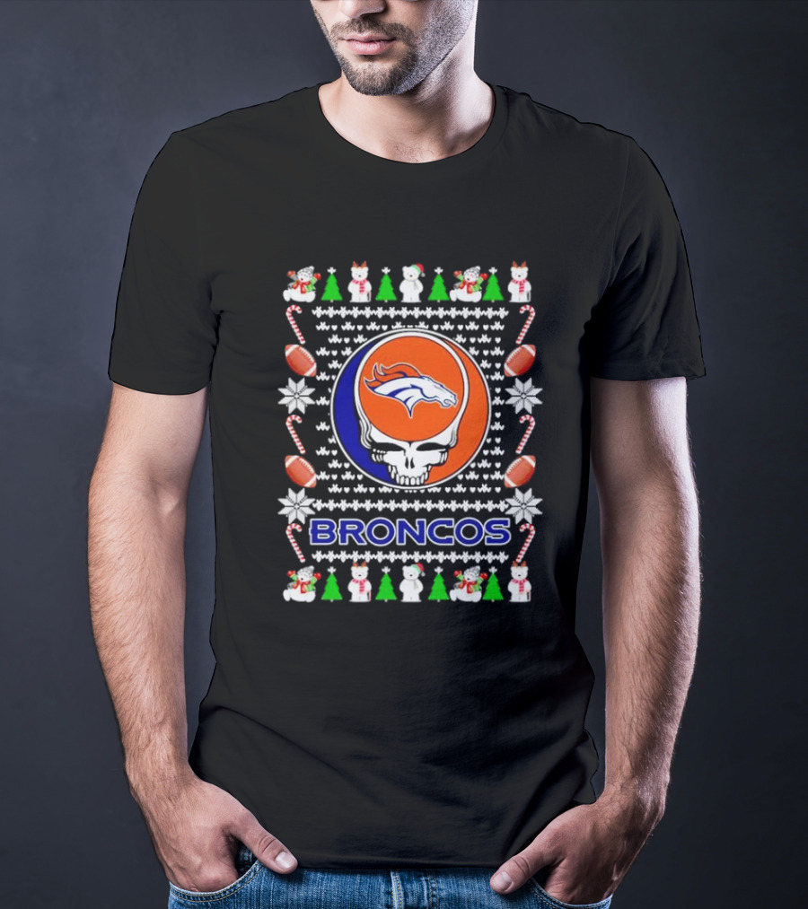 Broncos Festive Skull Holiday T-Shirt