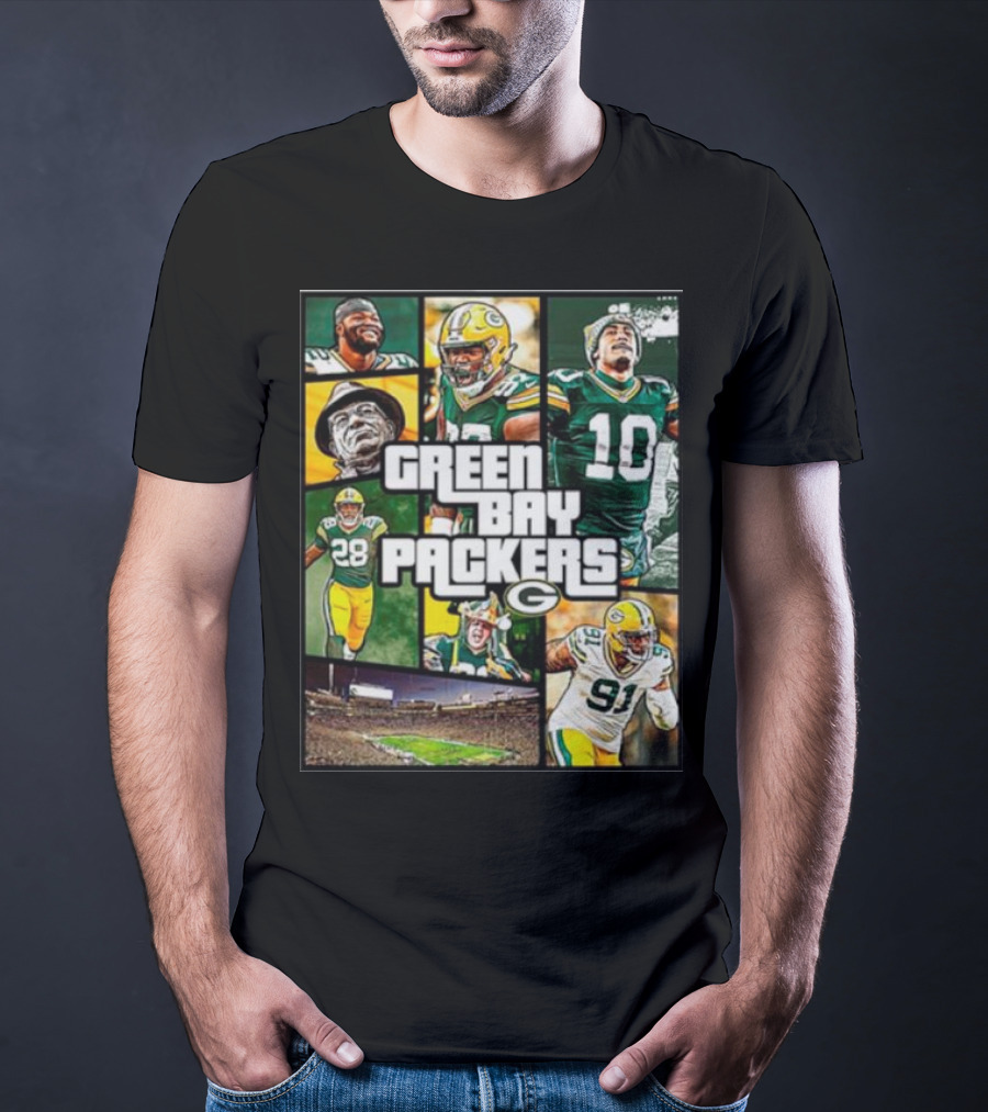 Green Bay Packers Players Collage Grand Theft Auto T-Shirt