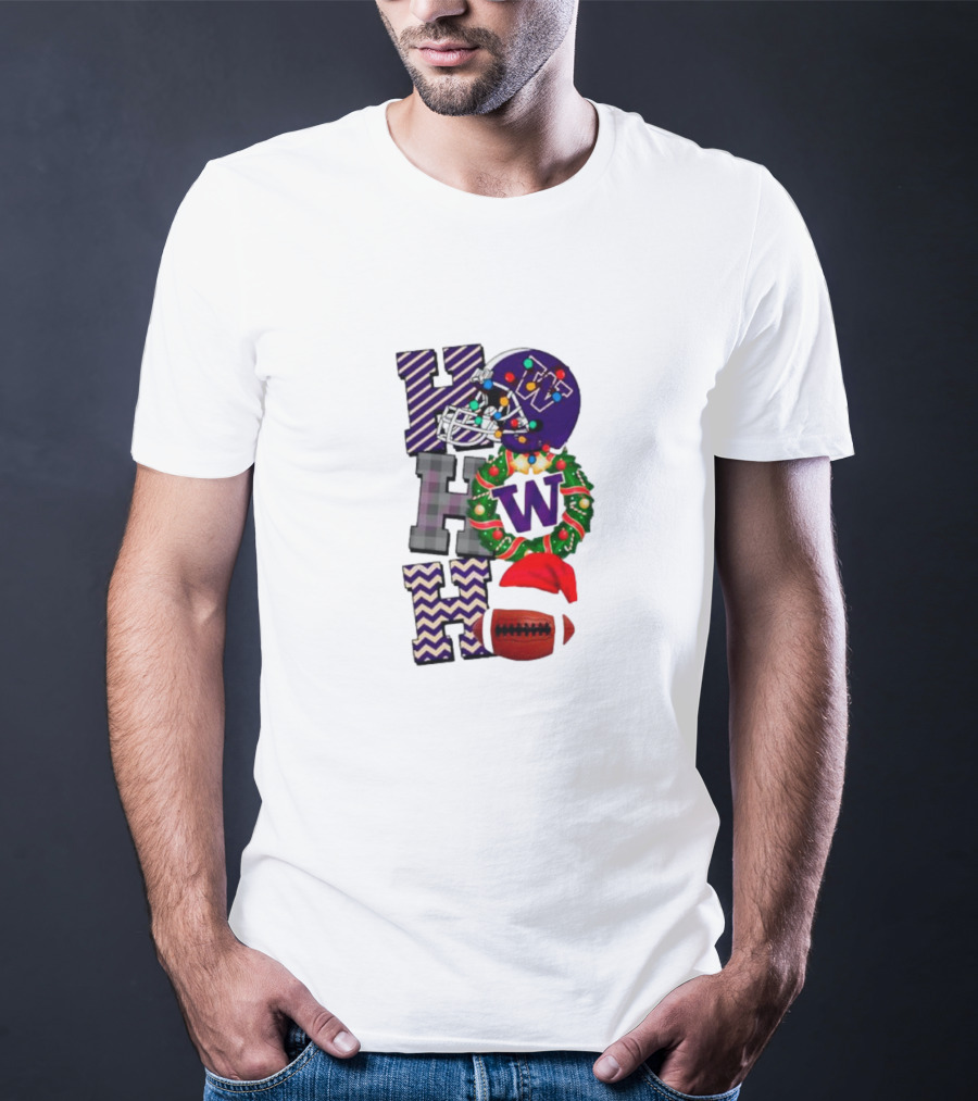 Washington Huskies Football Ho Ho Wreath Helmet Christmas Ball T-Shirt