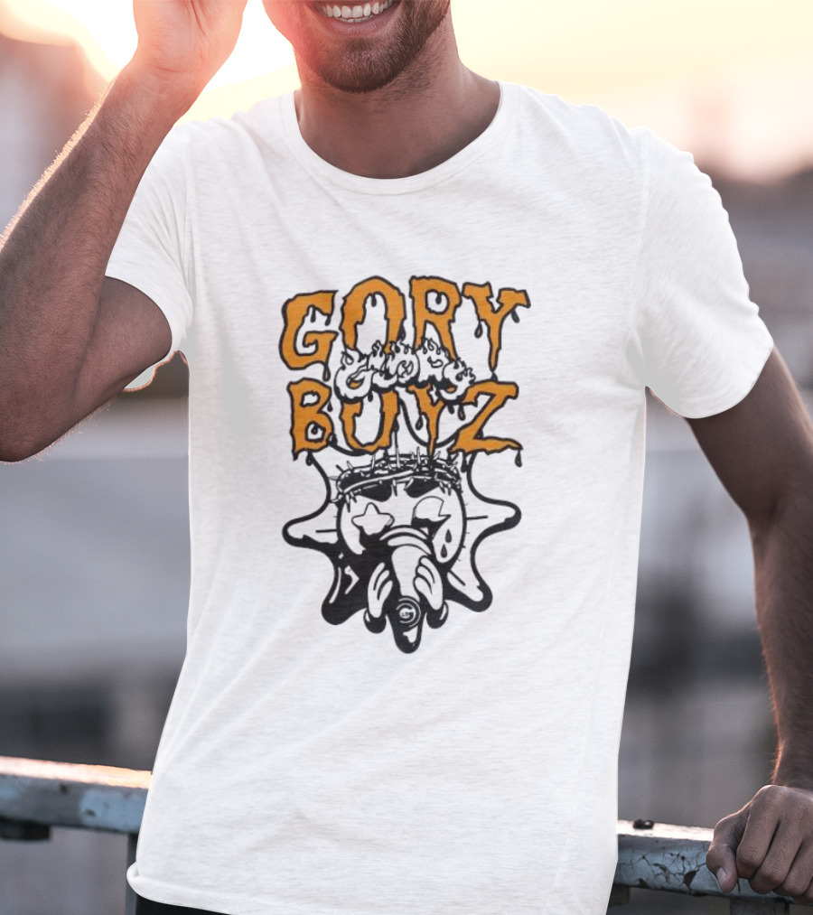 Glory Boyz Gory Boyz Glo Gang Dripping Horror Font Sun T-Shirt