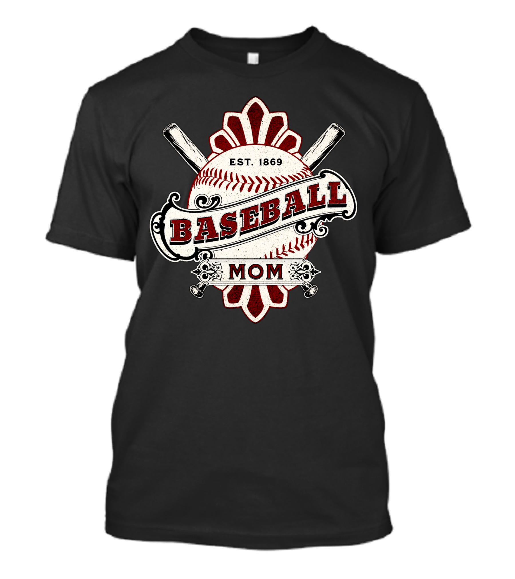 Baseball Mom Est. 1869 Vintage Bat And Ball Emblem T-Shirt