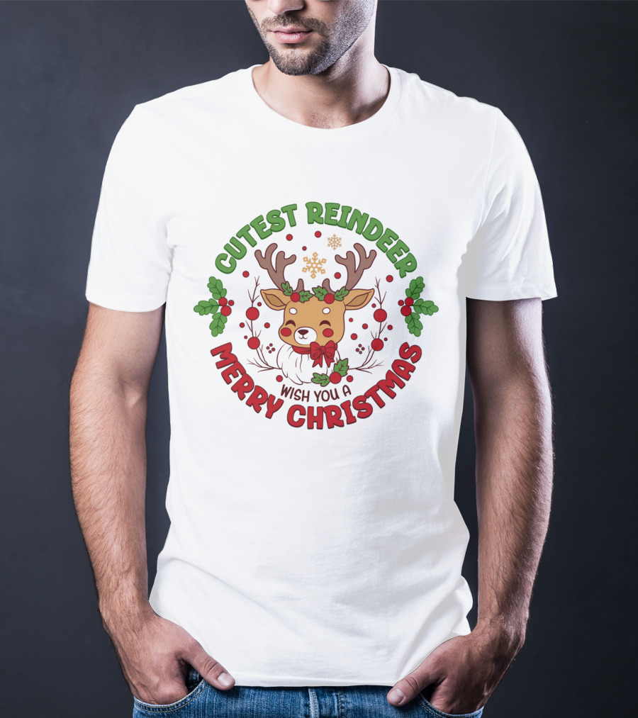 Cutest Reindeer Wish You A Merry Christmas T-Shirt