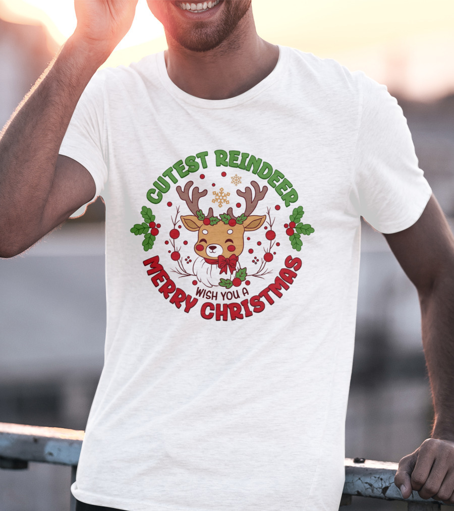 Cutest Reindeer Wish You A Merry Christmas T-Shirt