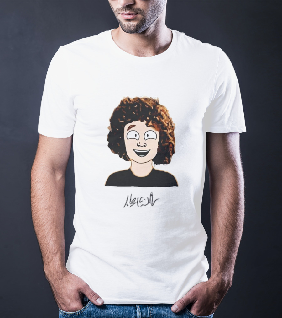 Nelson Neumann Cartoon Signature Smiling Curly-Haired Character T-Shirt