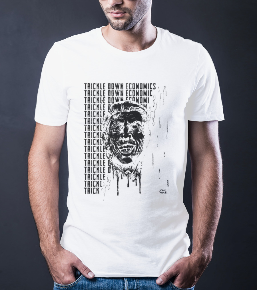 Punkwithacamera Trickle Down Economics Repeated Typography Dripping Face T-Shirt