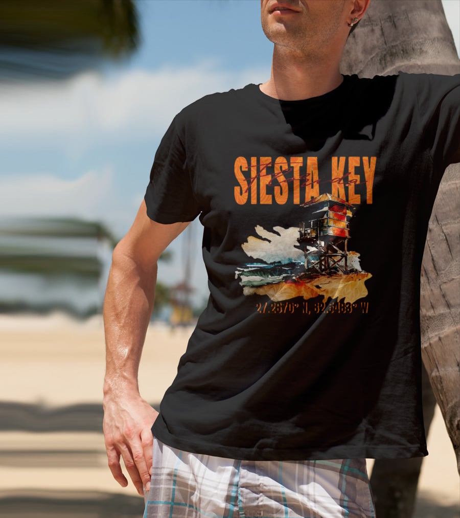 Siesta Key Florida Lifeguard Stand 27.2670° N, 82.5463° W T-Shirt