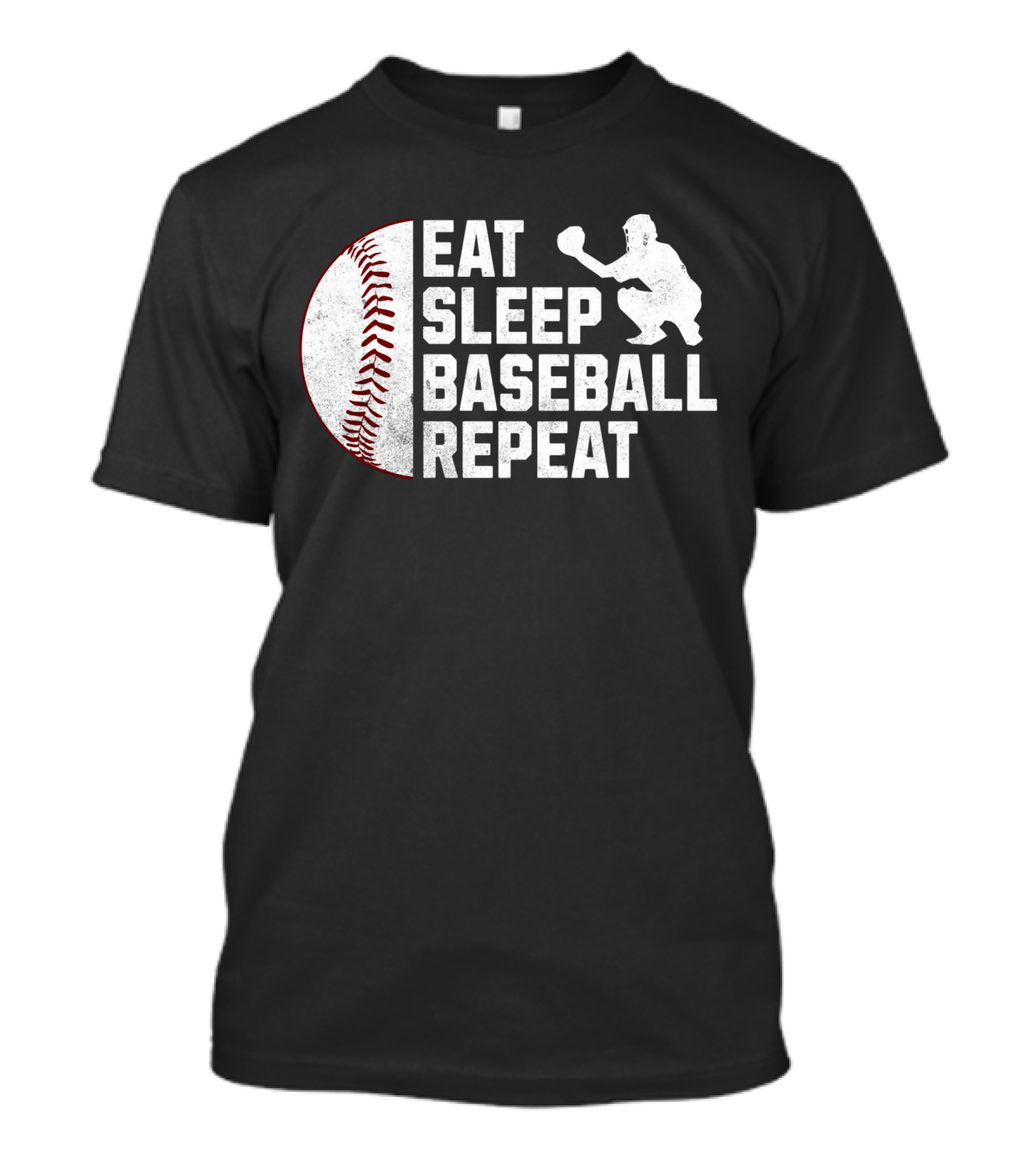 Eat Sleep Baseball Repeat Silhouette Catcher T-Shirt