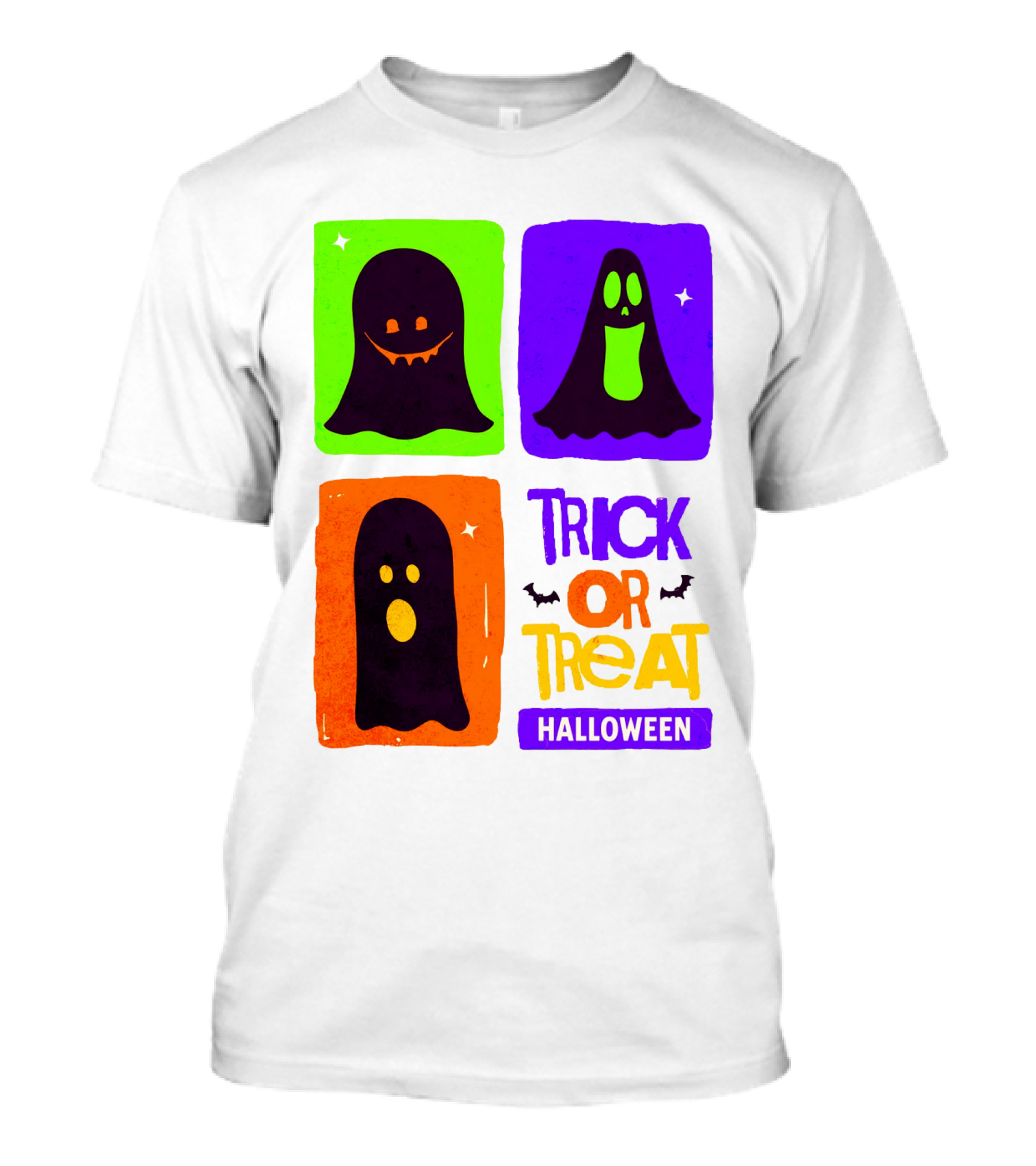 Halloween Trick Or Treat Ghosts In Colorful Boxes T-Shirt