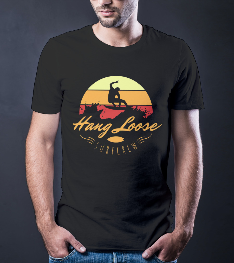 Hang Loose Surfcrew Sunset Surfing T-Shirt