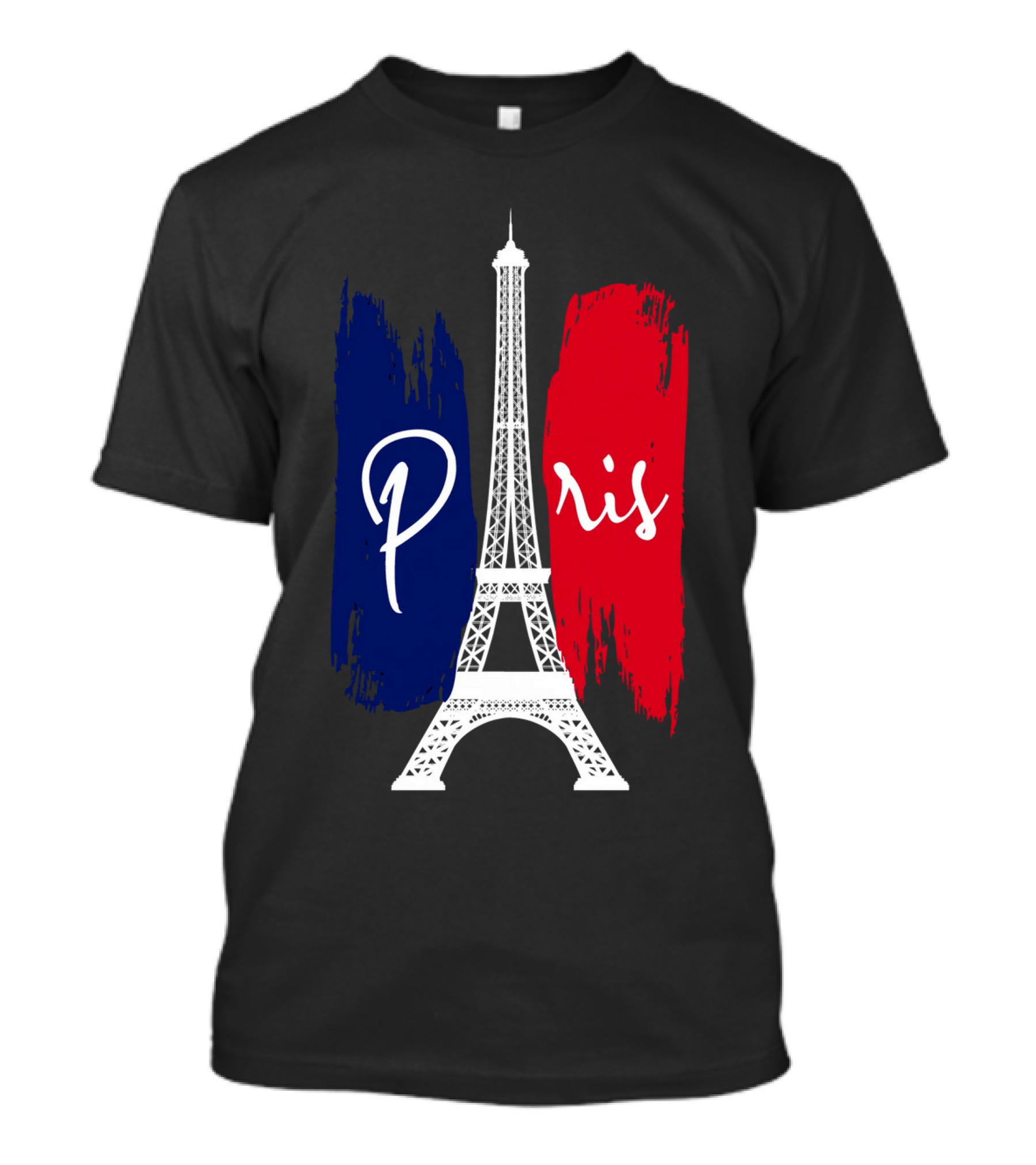 Paris Eiffel Tower Blue Red Brush Strokes T-Shirt