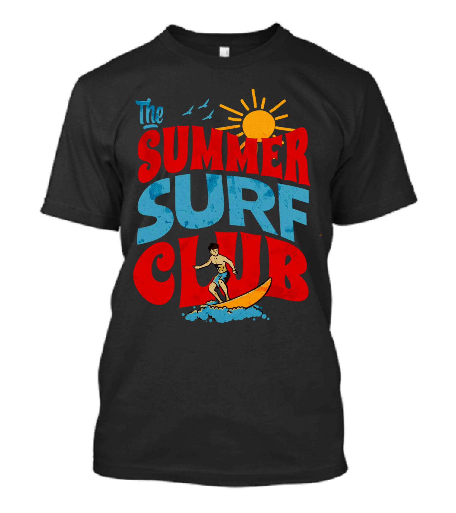 The Summer Surf Club Sun Surfing Retro Typography T-Shirt