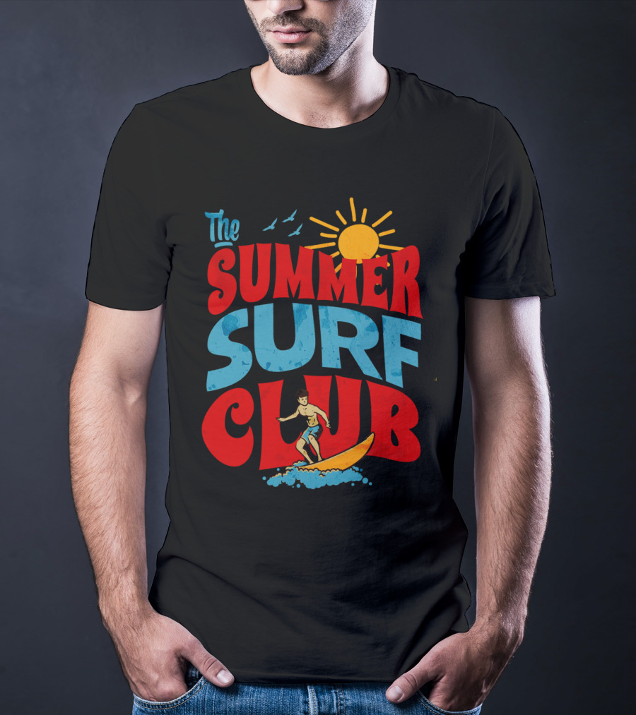 The Summer Surf Club Sun Surfing Retro Typography T-Shirt